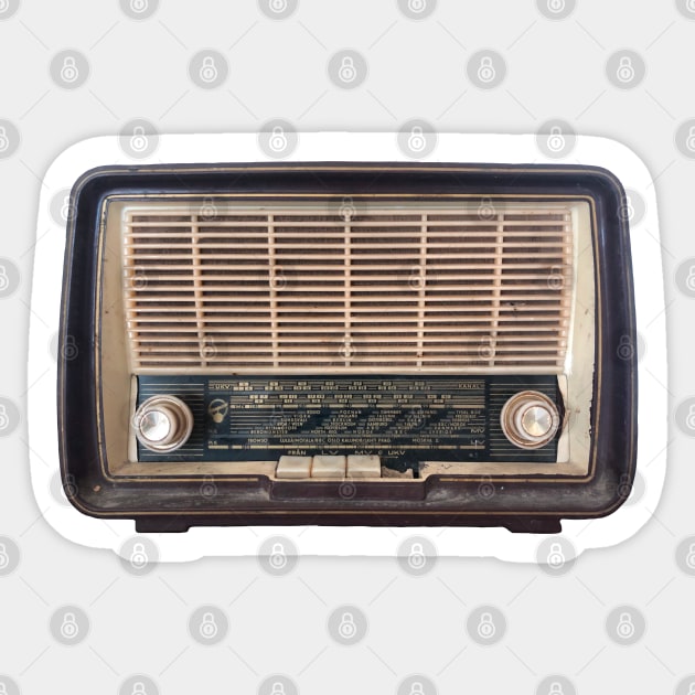 Retro Radio, Analogue, Tube Antique Radio Sticker by badlydrawnbabe